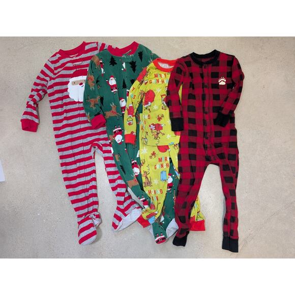 Toddler 2T Long Sleeve Christmas Pajamas-Bundle of 4 Lazy One Bear Cheeks Grinch - Picture 2 of 10